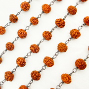 Wood - Rudraksha Oxidized 925 Sterling Silver Wire Chain